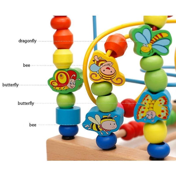 Baby Learning Development Toys Pärl labyrint Berg-och-dalbana Träutbildningscirkel Leksak Småbarn