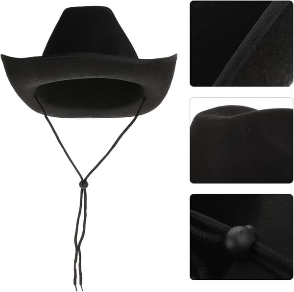 Sorte cowboyhatte justerbar hals snøre behagelig udendørs bredskygget hat mode smart