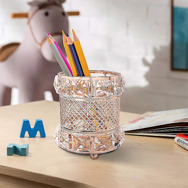 Krystall Kosmetikk Display Organizer, Sminkepenselholder Og Smykker Gold