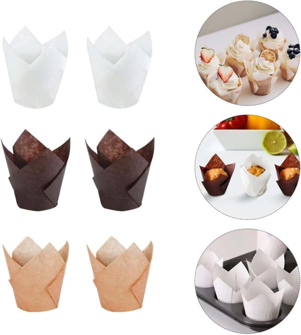 300 st dessertkakformar tulpanformade kakförpackningskoppar papper engångs oljesäkra