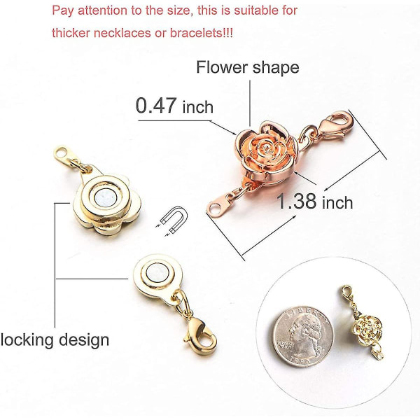 6 stykker glitrende låsende magnetisk smykkelås, magnetisk halskædelås