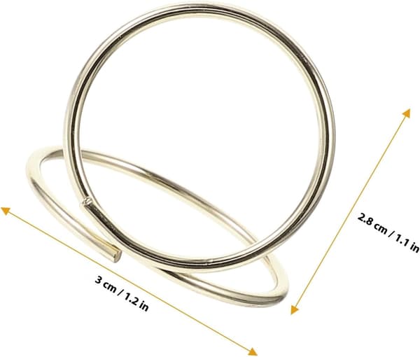 6 st. mini-notställ i metall, guldfärgad dubbellagers rund ring för bordsnummer