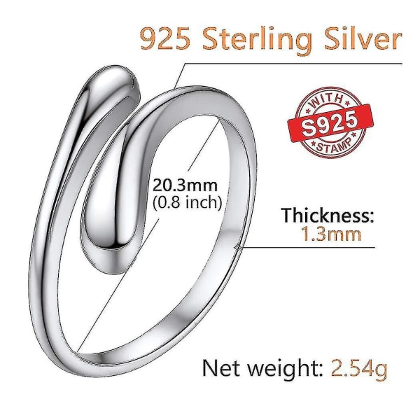Kvinder S925 Solid Sterling Sølv Ring, Chic Classy Design