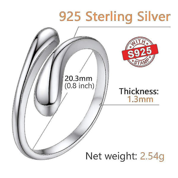 Naisten S925 Massiivinen Sterling Hopea Sormus, Tyylikäs ja Elegantisti Suunniteltu