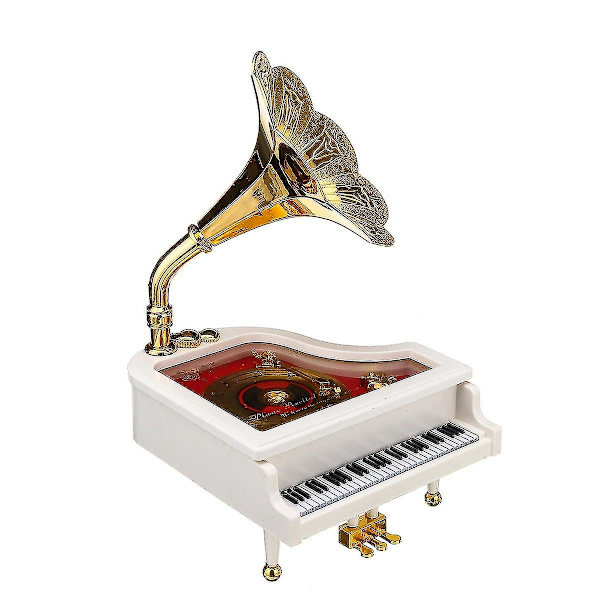 Vintage Retro Piano Levy soitin Kultaisen Trumpetin Sarven Musiikkilaatikko Koti Koristeet