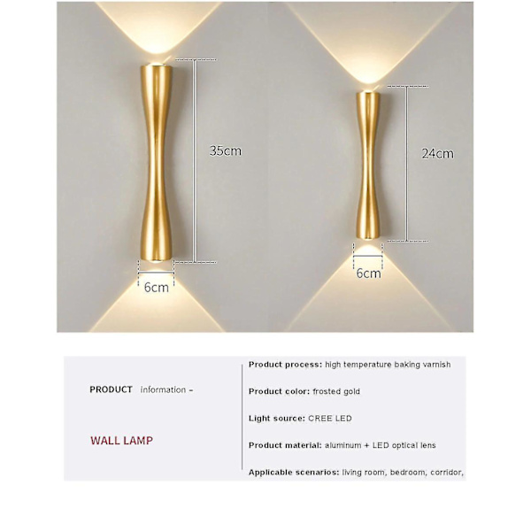 LED Vegglampe Innendørs Utendørs Aluminium Lys