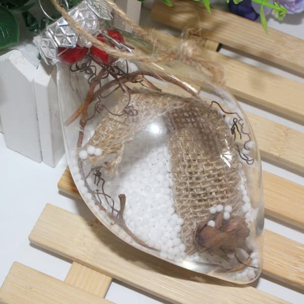 8 stk. DIY plastikbolde til juletræspynt, fyldbare julekugler og julefrokostpynt