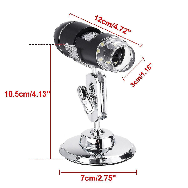 1600x 3-in-1 USB-digitaalinen mikroskooppi, tyyppi-C, 8 LED-valoa