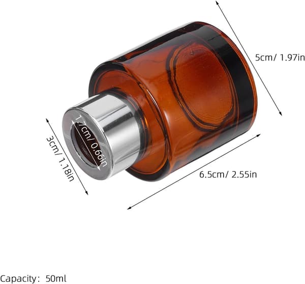2 stk 50 ml glass aromaterapi diffuserflasker, sylindriske påfyllbare eterisk olje krukker i rav