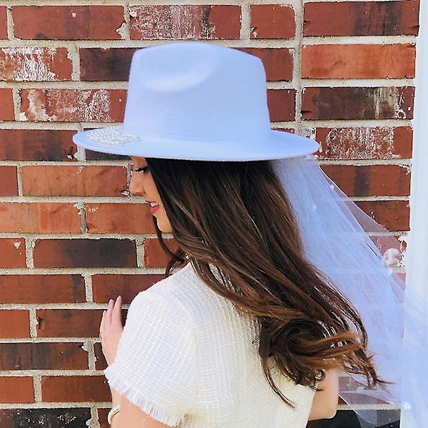 Brud Cowboyhat Brud Cowgirl Hat Med Slør Brud Fedora Bachelorette Party Hat