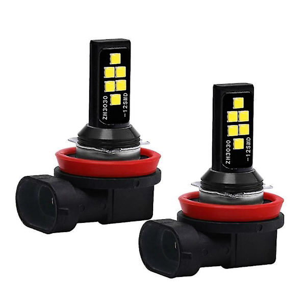 Nye LED-tåkelys Høy effekt tåkelys H8 H9 H11 3030 12smd tåkelys pære 60w pære. (svart) (2 stk)