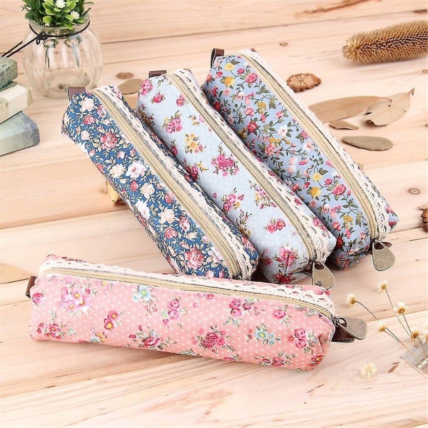 Piges Blomst Lace Blomster Blyant Etui Kosmetik Makeup Taske