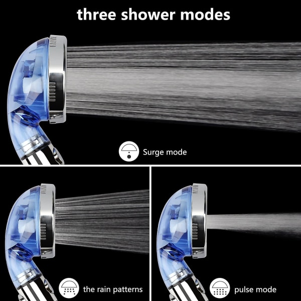 Dusjhode, strålespray med filter, høyt trykk 3 moduser, håndholdt dusjhode