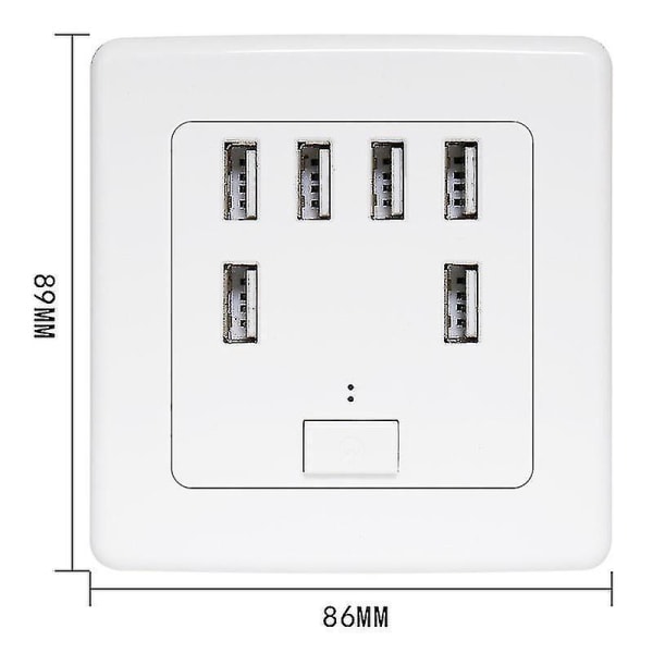 USB universal vegguttak 6 porter 4A ladepanel