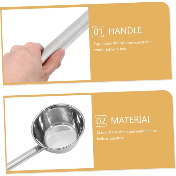 Ergonomisk suppeske med rustfrit stålhåndtag, køkkenvandsske
