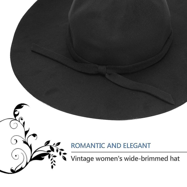 Vintage Kvinder Uld Filt Floppy Bred Skygge Fedora Hat Cap