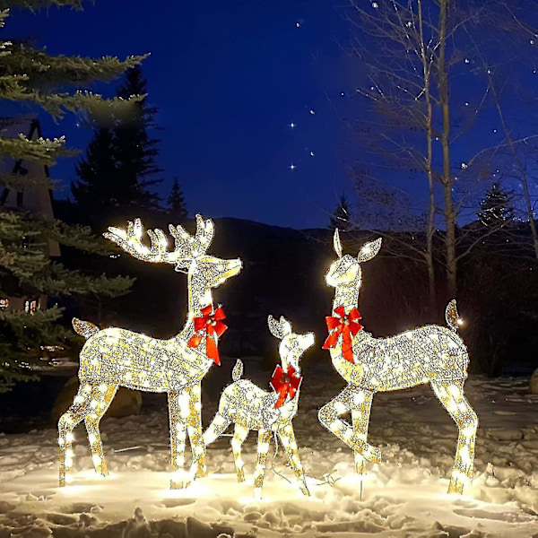 3-pack Ljussatta Julrenar - Blinkande Renen för Utomhus & Trädgård - yujia