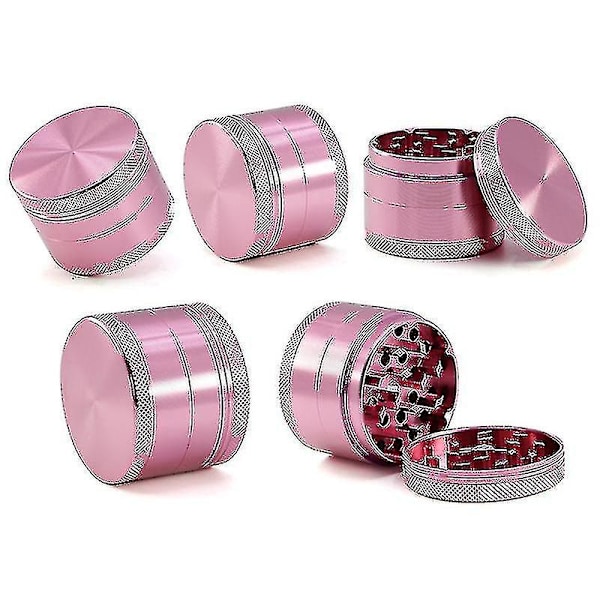 2 tommers 4-delt krydder- og urtegrinder, slitesterk og utsøkt 50 mm (rosa)