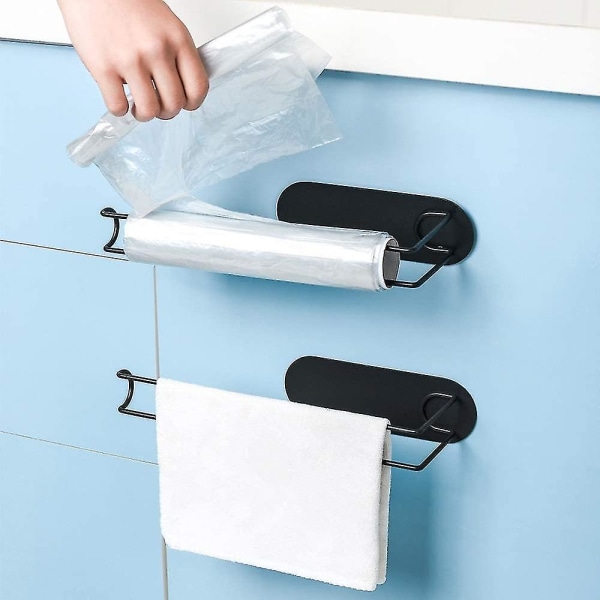 Musta Paper Towel -teline 2 kpl, Itseliimautuva Pyyhkeiden Teline