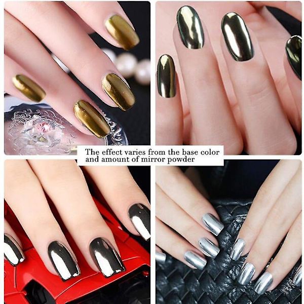 Ibcccndc 1g/ask Silver Gold Nagelglitterpulver Skinande Spegelkonst