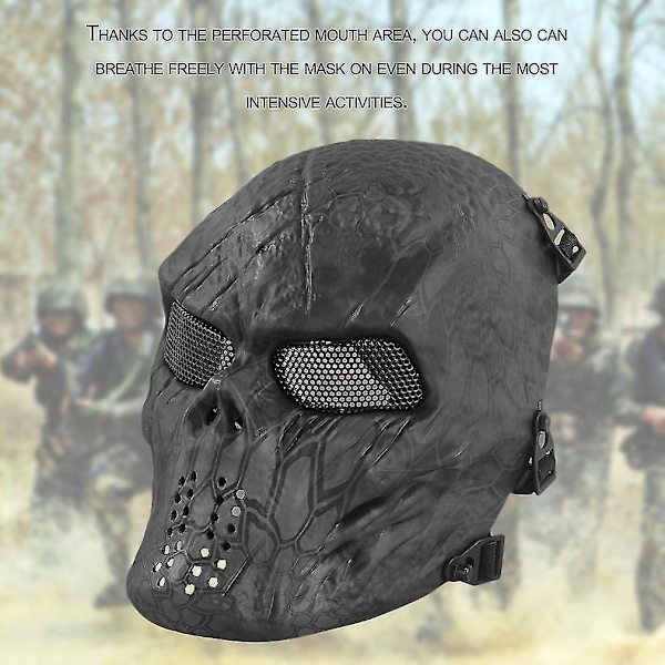 Feltudstyr Maske Sort Mand Fuld Ansigt Skalle Riddermasker