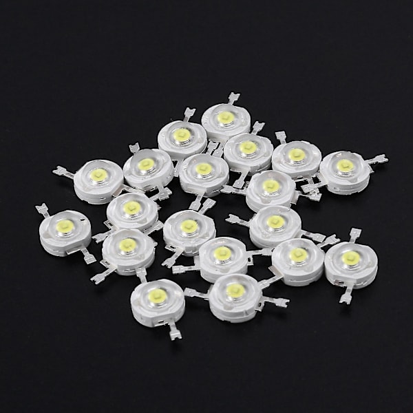20 stk Høj Effekt 2 Pins 3W Hvid LED Perle Emittere 170-190lm 6000k (forvirrende)-yuhao