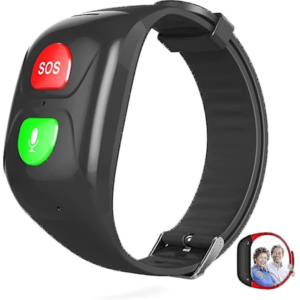 Sos Armbånd Gps Tracker Kompatibel Ældre Nødkald Sos Gps Lokator Telefon Nødhjælper Ip67 Vandafvisende Smart Ur Telefon, Sort -ys
