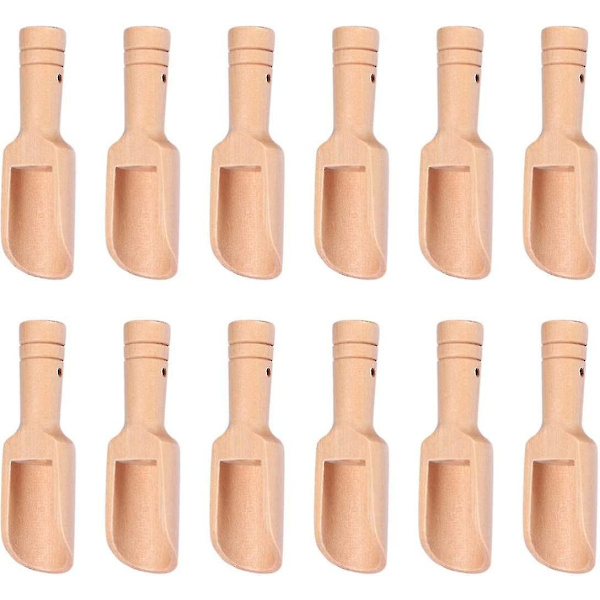 12 st Mini Träskedar, Mini Bambu Skedar för Badsalt, Tesked, Tvålpulver Sked, Trä Godis Sked (2,3 * 7,6 cm)