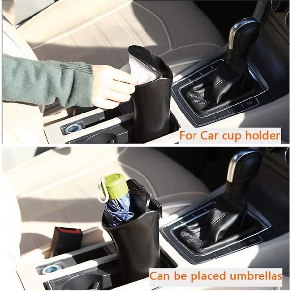 Auton CAN Automaattinen roskakori CAN mukinpidikkeeseen, selkänojaan tai oveen mustalla kannella