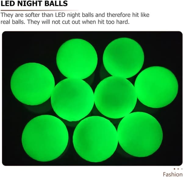 6 stk. selvlysende golfbolde, lysende og fluorescerende til natspil til golftræning og dekorativ brug