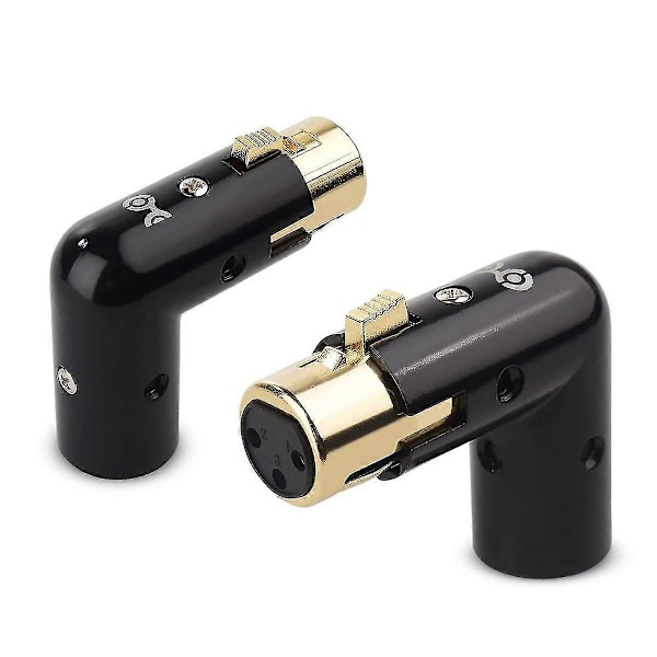 2 kpl Ääniadapteri Pistoke Säädettävä Uros-Naaras Oikea Kulma XLR-adapteri 3-napainen Musta (XLR 90 asteen adapteri)