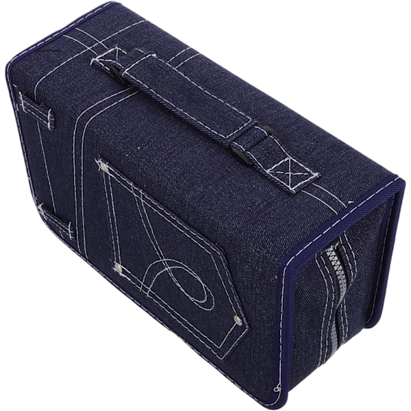 Oppbevaringsboks for lommeboketui for 60/128 Denimstoff/dvd-oppbevaringsveske Kompakt bærbar