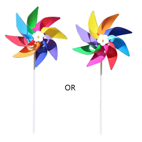 Plastik Färgglad Vindmölla Vindspinnare Barnleksak Gräsmatta Trädgård Uteplats Fest Dekoration Utomhus 20cm with 28cm plastic rod