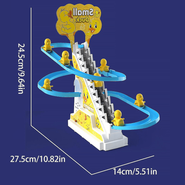 Berg- och dalbana leksak Elektrisk Anka Klättrar Trappor Rutschbana Set Present För Barn Bäst