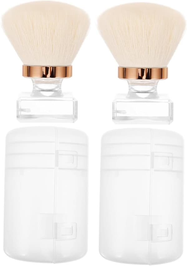 2 sæt makeupbørster til ansigtspudderfoundation, bløde syntetiske børster, bærbart etui, multifunktionelle makeupbørster