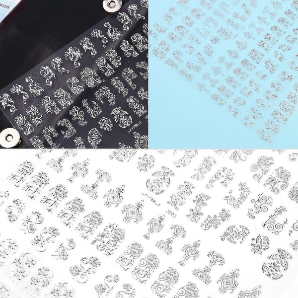 108 st 3D Silver Flower Nail Art Stickers Dekaler DIY Tool