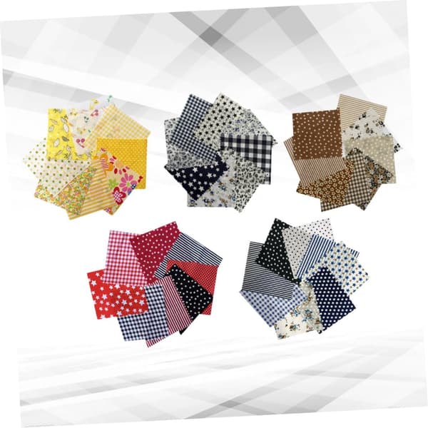 5-pack små handgjorda bomullstyger färgglada tryckta lapptäcksrutor 25x25cm