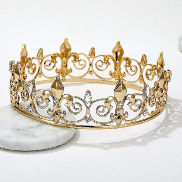 Royal King Crown For Mænd - Metal Prins Kroner Og Tiaraer, Helrunde Fødselsdagsfest Hatte