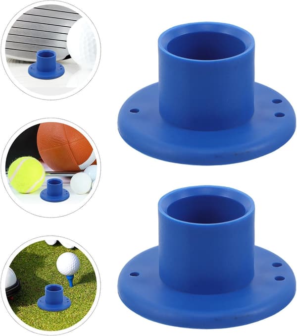2 stk. blå gummi-golftees til driving range og simulatorøvelse, ubrydelig golfteeholder