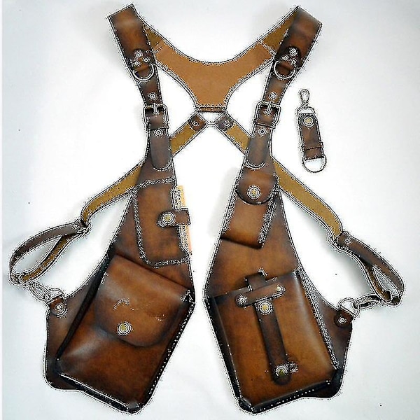 Medeltida Lädersele Holster Väska Dold Stöldskyddande Plånbok Motorcykel Stil Telefonfodral Viking Cosplay Festival Väska Män Kvinnor dark brown