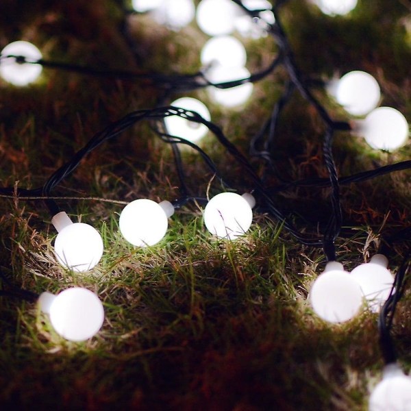 15m Julelys med Solcelle, Lyslenke med 100 LED-lys, 1 sett Brakett, Varmt Lys