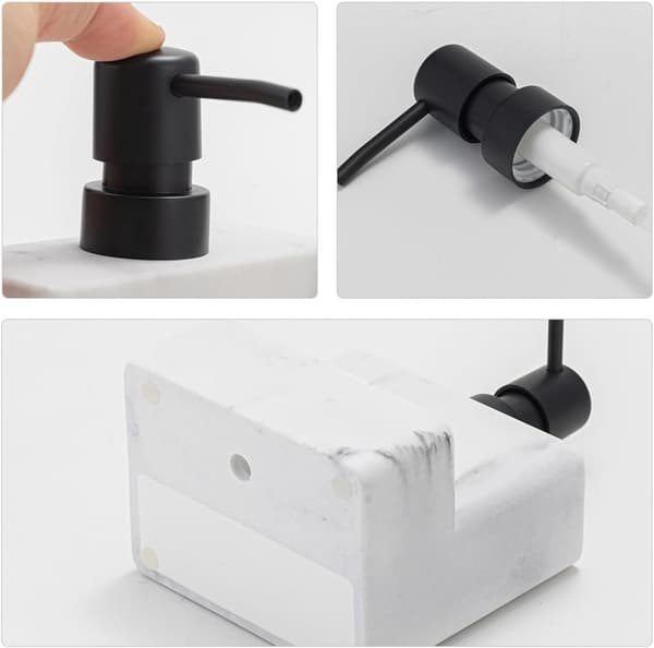 Trykksåpedispenser sjampodispenser 300 ml hvit harpiks med svampholder