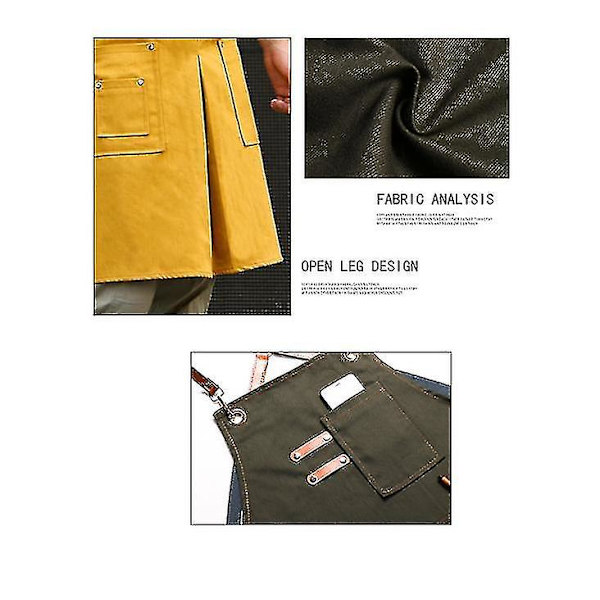 Förkläde i Denim med Fickor Unisex Jeanförkläde Justerbart Förkläde för Kök green