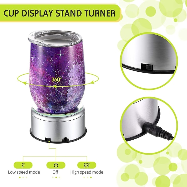 Jetec Cup Display Jalusta Kääntäjä Pyörivä kristallinäytön jalusta 360 astetta Tumblers Cup Display