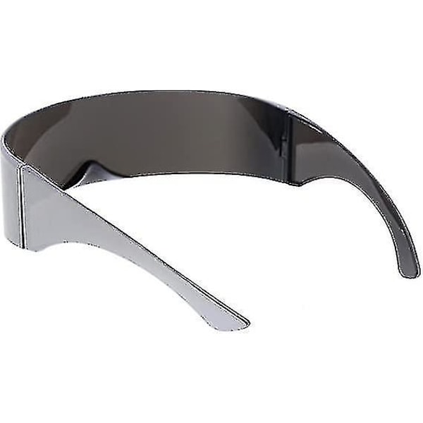 80'er Futuristiske Cyklop Punk Visir Solbriller med Translucent Spejl Linser (Fås i Flere Farver), One Size B