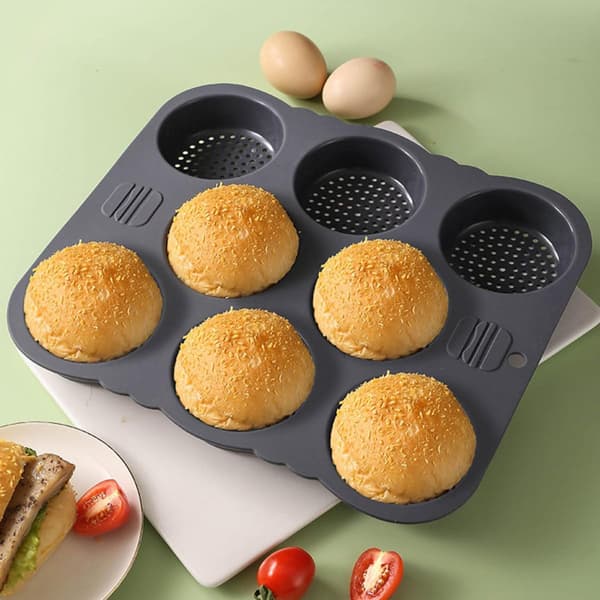 8-hulrum silikone hamburgerform, multi-gitter burgerpande, rund non-stick glat design