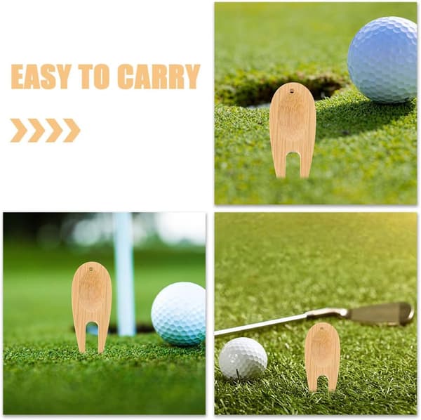 5 st bambu golf divot verktyg med bollmarkör set golf divot reparationsgafflar