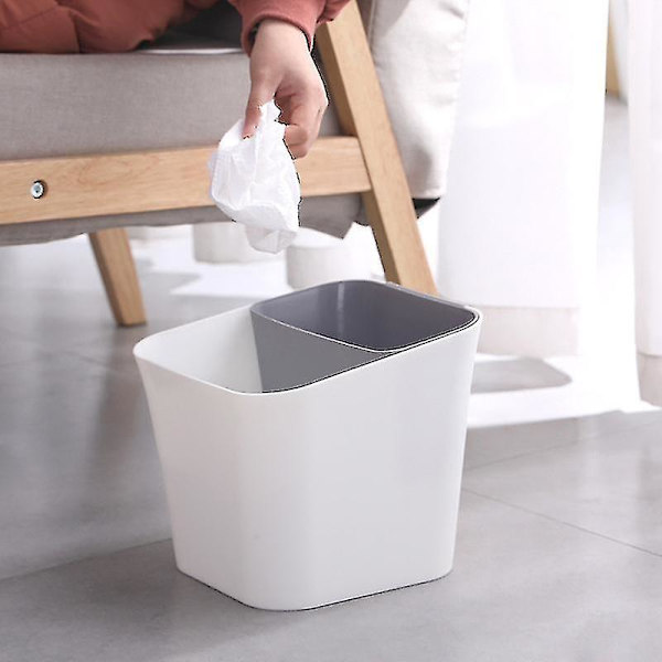Vått og tørt sortert søppelbøtte Dobbeltbruk søppelbøtte Plast søppelbeholder (grå)