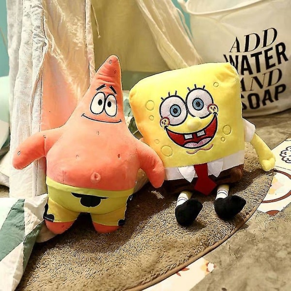 SvampeBob Firkant Eugene H. Krabs Plysdukke Kawaii Kid Anime Perifert legetøj About 50cm-55cm 2pcs