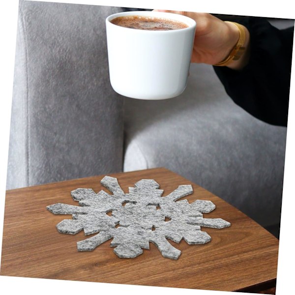 Snöflinga Underlägg Jul Filt Set 8-pack Koppmattor Snöflinga Design Värmeunderlägg för Kök